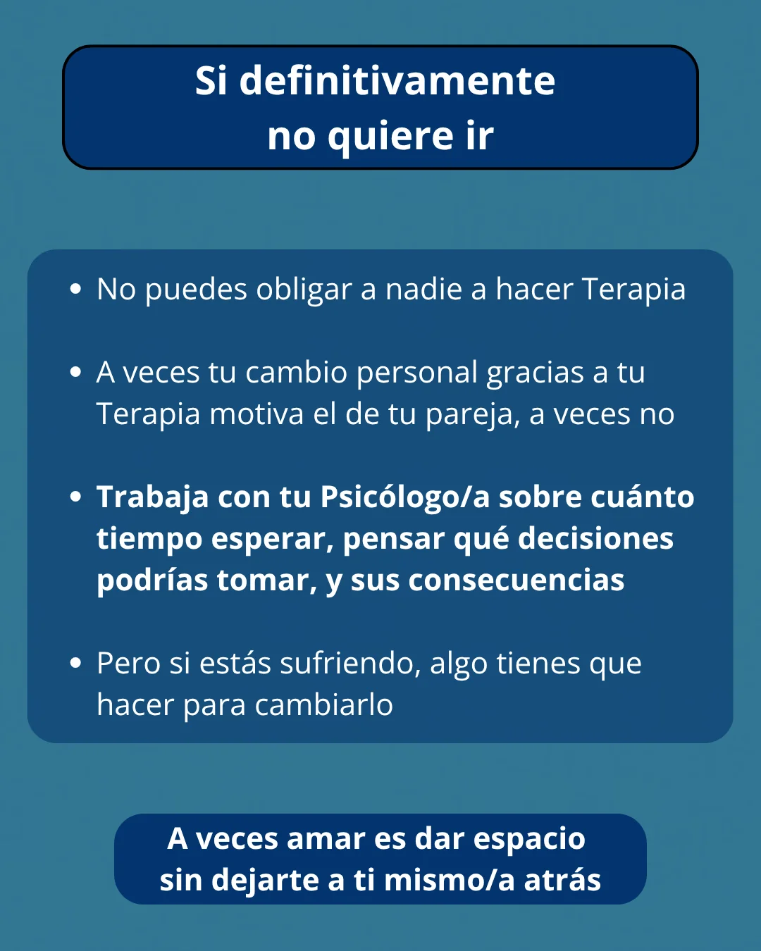 Si tu pareja no quiere ir a Terapia de Pareja